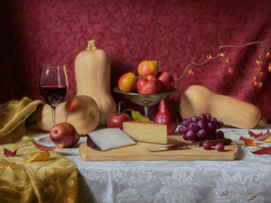Harvest Still Life in Red and Gold